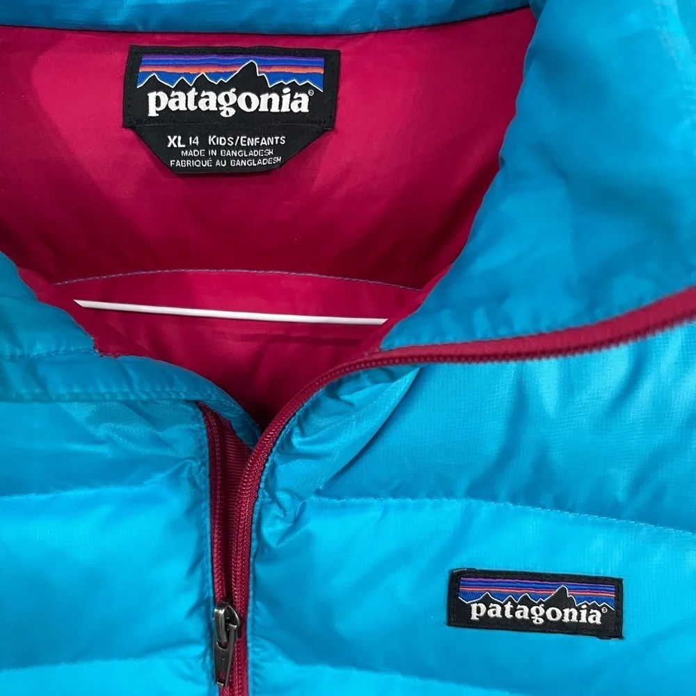 Patagonia Kids Bright Blue Puffer Jacket XL